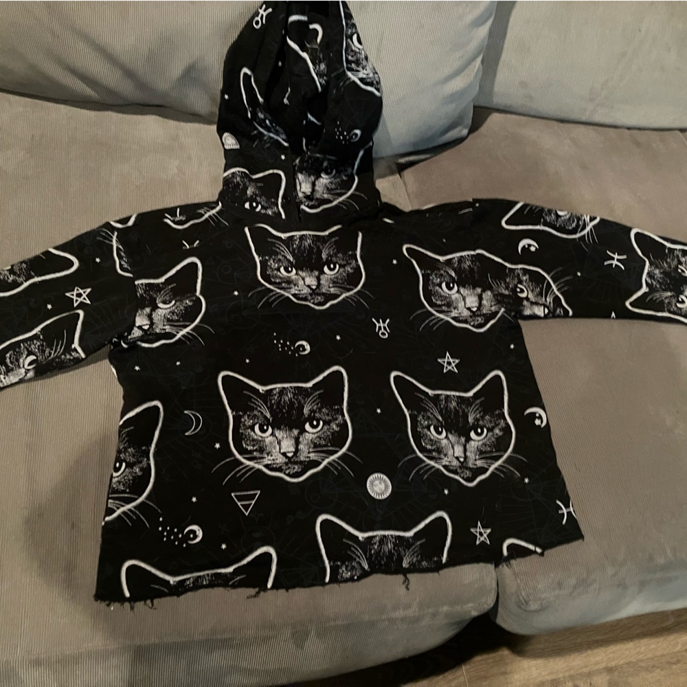 Witchy cat cropped hoodie